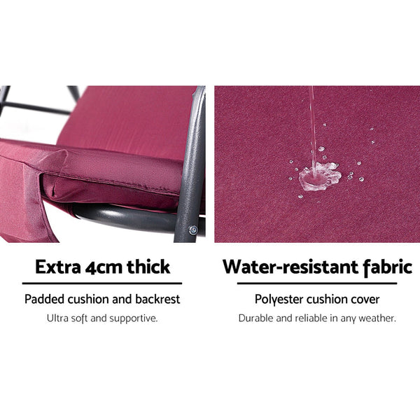 Gardeon Outdoor Swing Chair Hammock 3 Seater Garden Canopy Bench Backyard Swing Seats