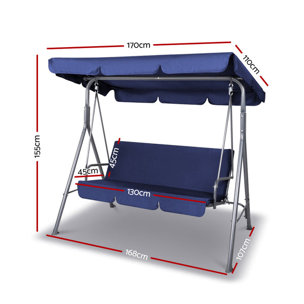 Gardeon Canopy Swing Chair Navy Swing Seats