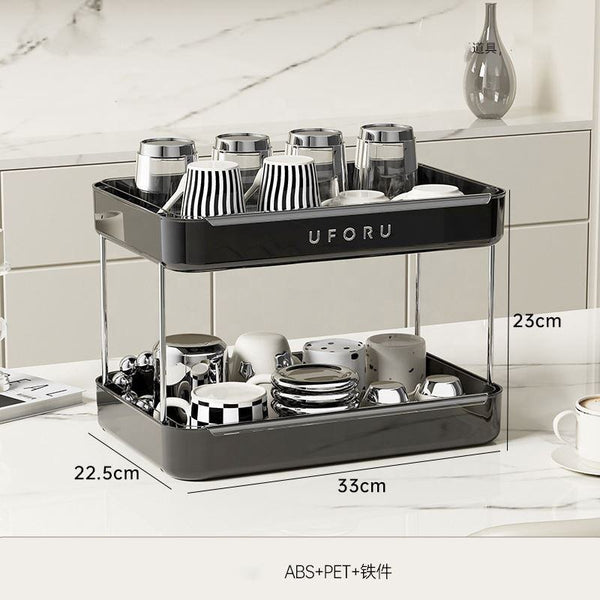 Household One Layer Storage Rack With Drain Tray Black Racks & Holders