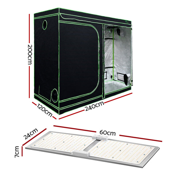 Greenfingers Grow Tent 2200W Led Light Hydroponic Kit System 2.4X1.2X2m Grow Tents Dry Racks & Shelves