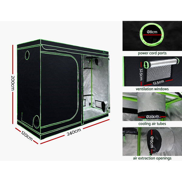 Greenfingers Grow Tent 2200W Led Light Hydroponic Kit System 2.4X1.2X2m Grow Tents Dry Racks & Shelves