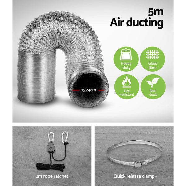 Greenfingers 6" Hydroponics Grow Tent Kit Ventilation Fan Carbon Filter Duct