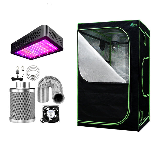 Greenfingers Grow Tent 1000W Led Light 120X120x200cm Mylar 6" Ventilation Grow Tents Dry Racks & Shelves