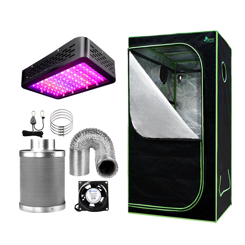 Greenfingers Grow Tent 1000W Led Light 80X80x160cm Mylar 4" Ventilation Grow Tents Dry Racks & Shelves