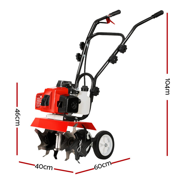 Giantz 88Cc Tiller Garden Cultivator Rototiller 6 Blades Soil Plower Rotary Hoe Hoes & Cultivators