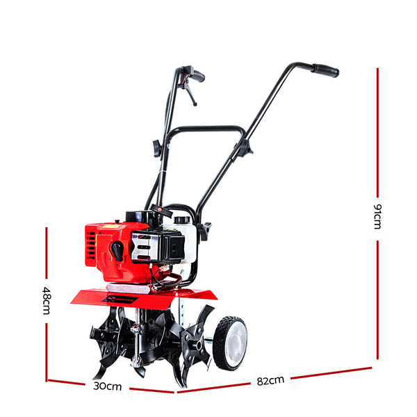 Giantz 88Cc Petrol Garden Cultivator Tiller Rotary Hoe 4 Tine Rototiller Hoes & Cultivators