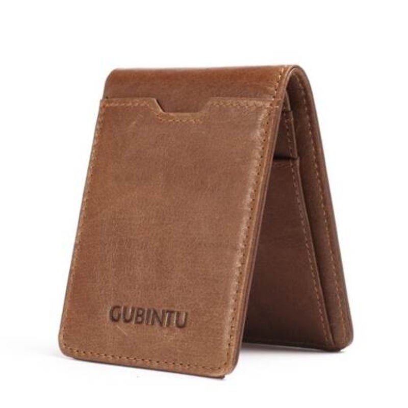 Genuine Leather Male Purse Card Holder Fashion Man Bifold Wallet Brown Wallets