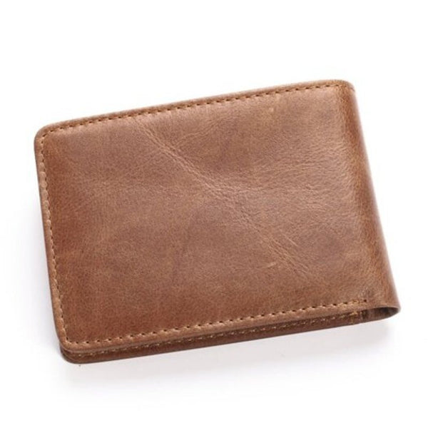 Genuine Leather Male Purse Card Holder Fashion Man Bifold Wallet Brown Wallets