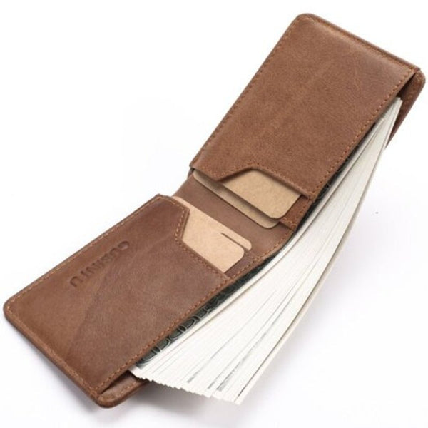 Genuine Leather Male Purse Card Holder Fashion Man Bifold Wallet Brown