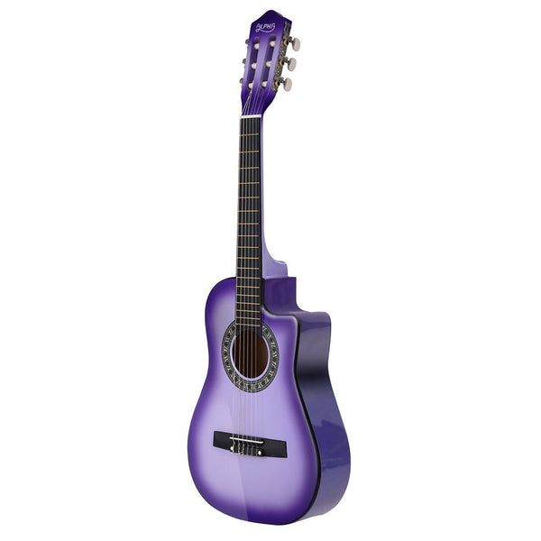 Alpha 34" Inch Guitar Classical Acoustic Cutaway Ideal Kids Gift Children 1/2 Size Purple Acoustic Guitars