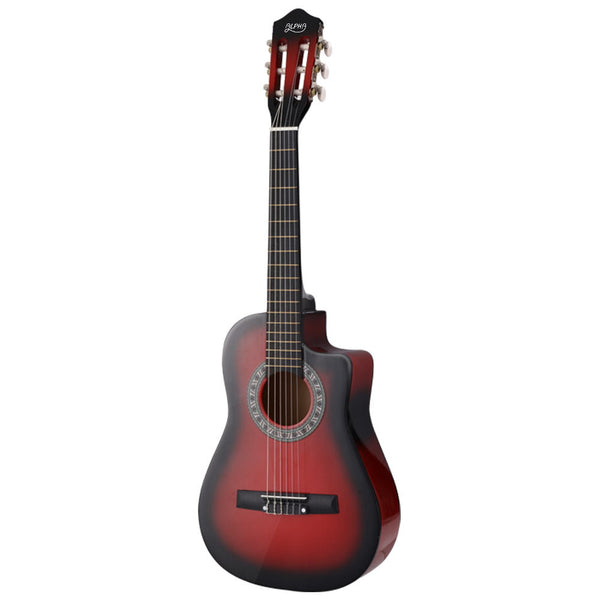 Alpha 34" Inch Guitar Classical Acoustic Cutaway Ideal Kids Gift Children 1/2 Size Red Acoustic Guitars