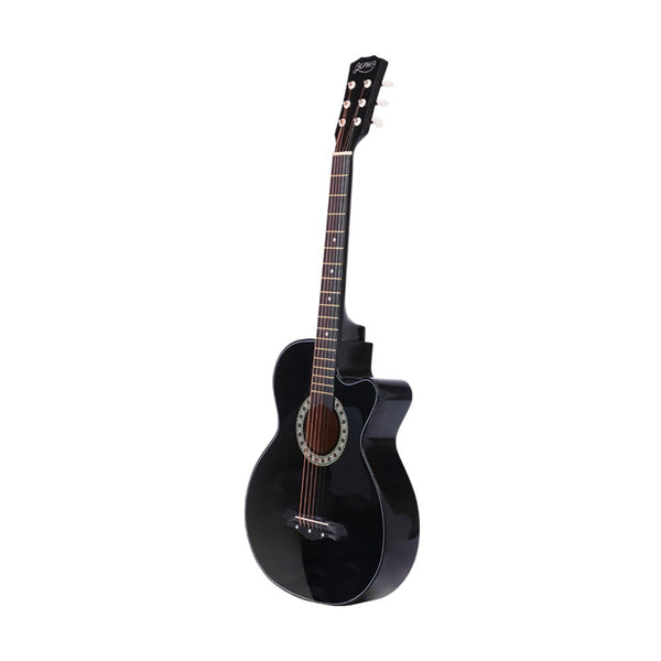 Alpha 38 Inch Acoustic Guitar With Accessories Set Black Acoustic Guitars