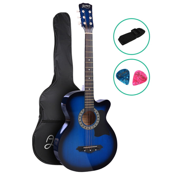 Alpha 38 Inch Acoustic Guitar Blue Acoustic Guitars