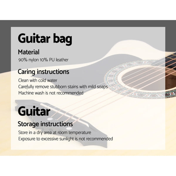 Alpha 38 Inch Acoustic Guitar Left Handed Natural For Acoustic Guitars