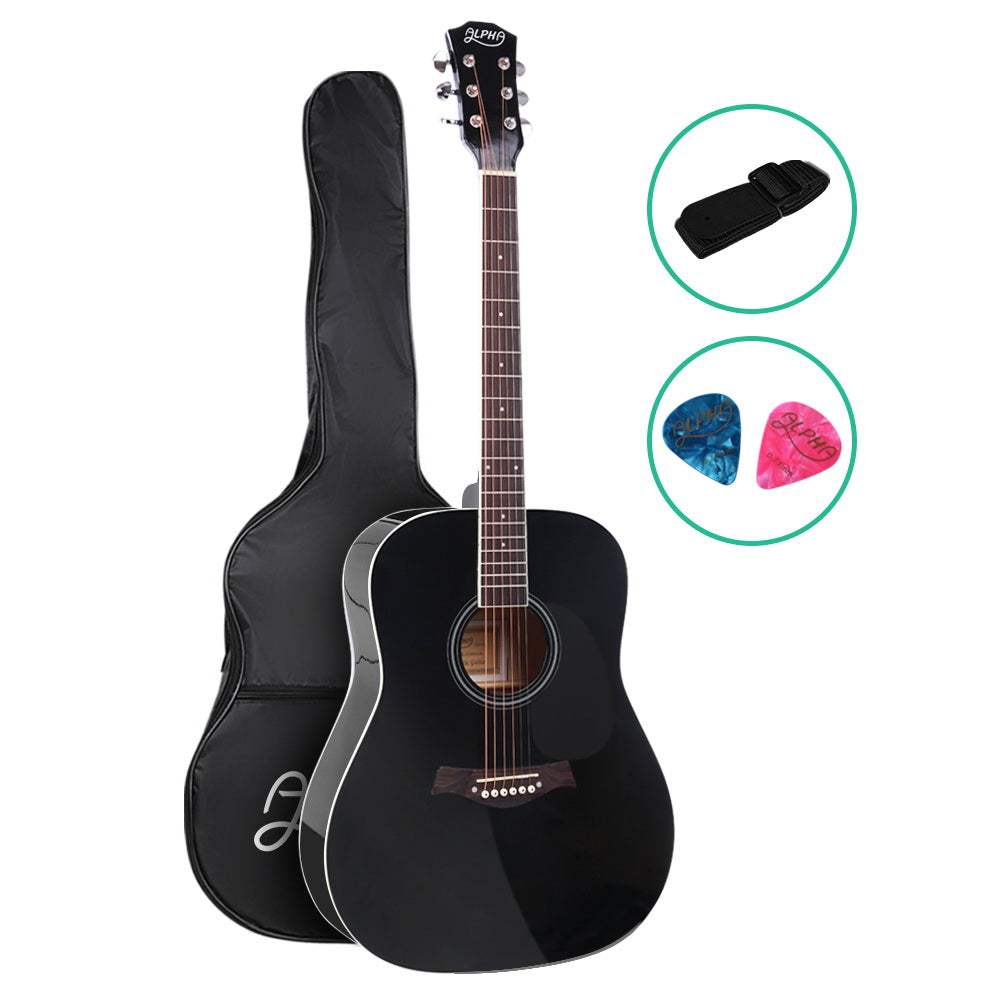 Alpha 41 Inch Acoustic Guitar Black Acoustic Guitars