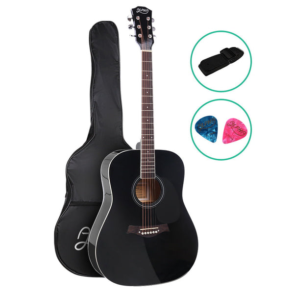 Alpha 41 Inch Acoustic Guitar Black Acoustic Guitars