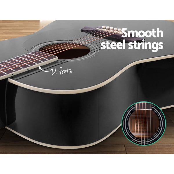 Alpha 41 Inch Acoustic Guitar Black Acoustic Guitars