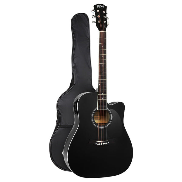 Alpha 41" Inch Electric Acoustic Guitar Classical Full Size Eq Bass Black Acoustic Guitars