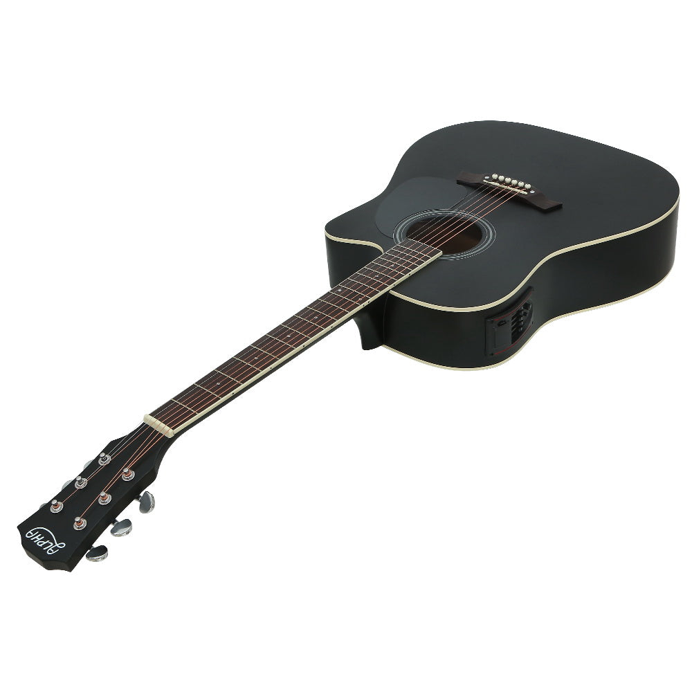 Alpha 41 Inch Electric Acoustic Guitar Classical Full Size Eq Capo Black Acoustic Guitars