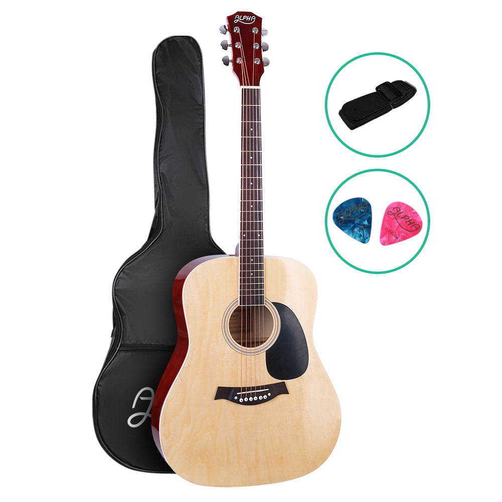 Alpha 41 Inch Acoustic Guitar Natural Acoustic Guitars