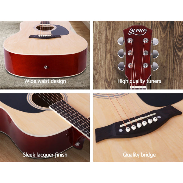 Alpha 41 Inch Acoustic Guitar Natural Acoustic Guitars