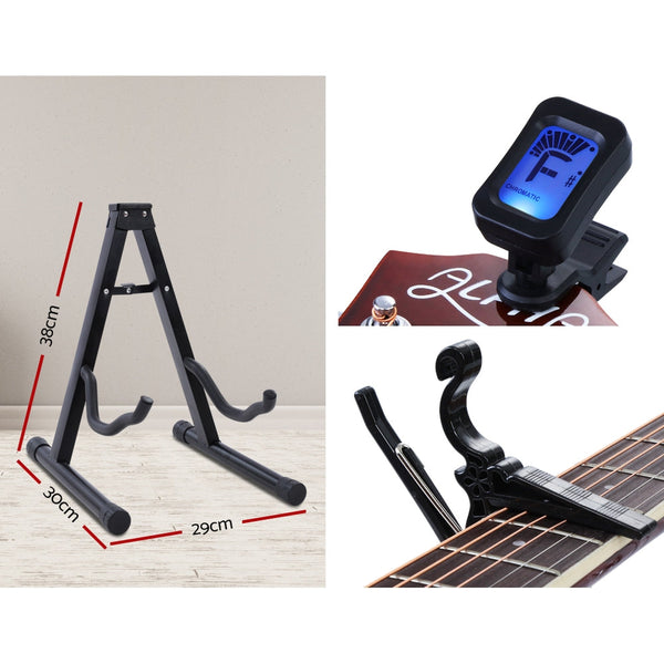 Alpha 41 Inch Acoustic Guitar With Accessories Set Natural Acoustic Guitars