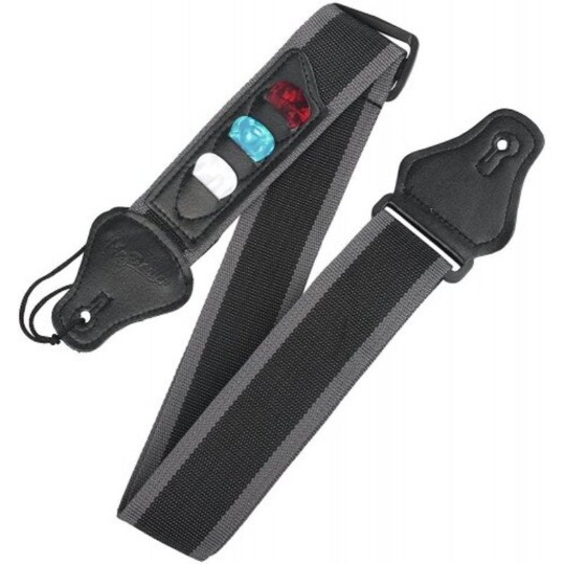 Guitar Strap With 3 Pick Holders For Electric / Acoustic Gray Black Guitar Accessories