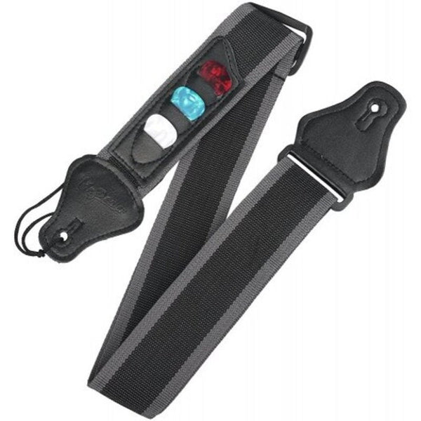 Guitar Strap With 3 Pick Holders For Electric / Acoustic Gray Black Guitar Accessories
