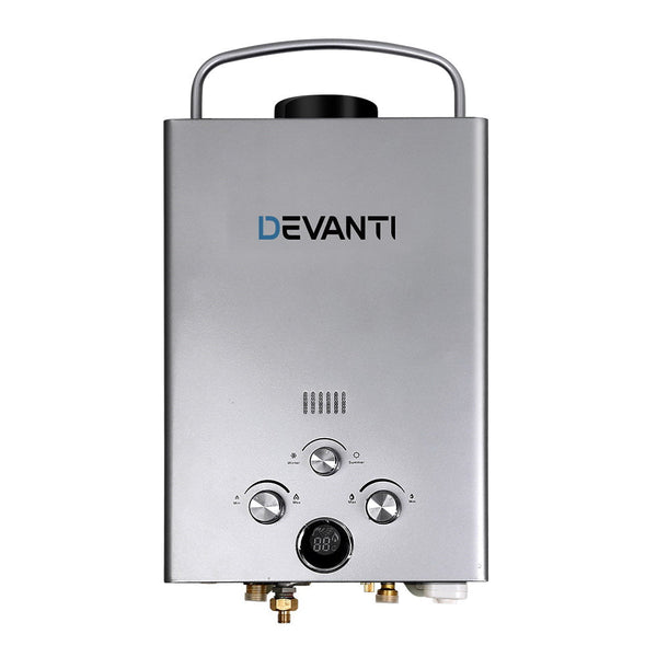 Devanti Gas Water Heater 8Lpm Outdoor Camping Shower Grey Water Heaters