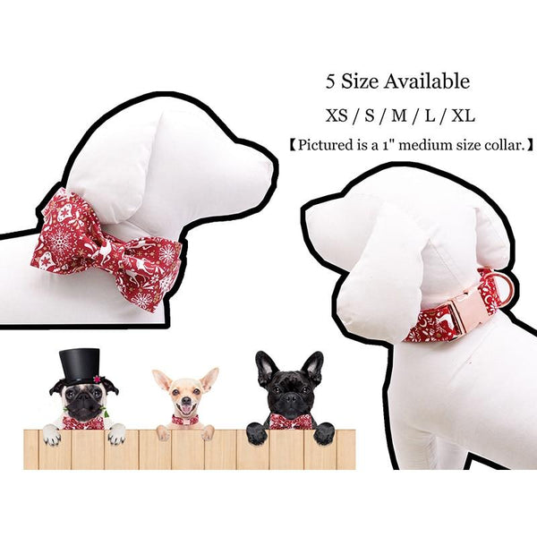 Red Christmas Dog Collar With Bow Tie Dog Collars