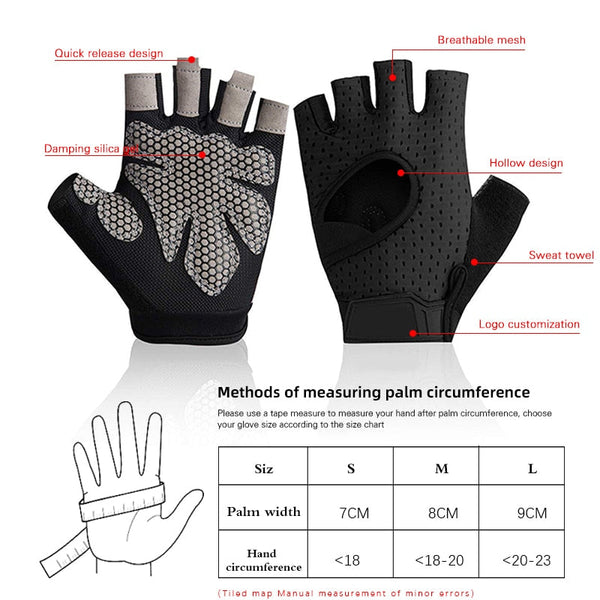 Half Finger Non Slip Breathable Fitness Weight Lifting Gloves Women Gloves Straps & Hooks
