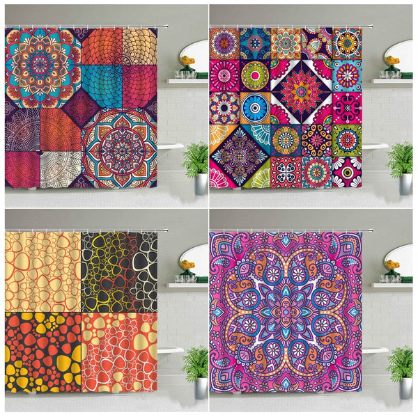 Boho Mandala Colourful Waterproof Shower Curtain Bathroom Decor Shower Curtains