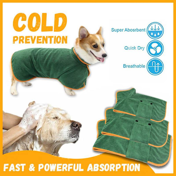 Dog Grooming Green Microfibre Absorbent Pet Bathrobe Dog Clothing