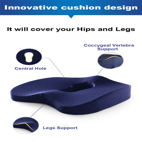 Memory Foam Seat Cushion Orthopedic Pillow Office Chair Waist Back Support Seat & Posture Cushions