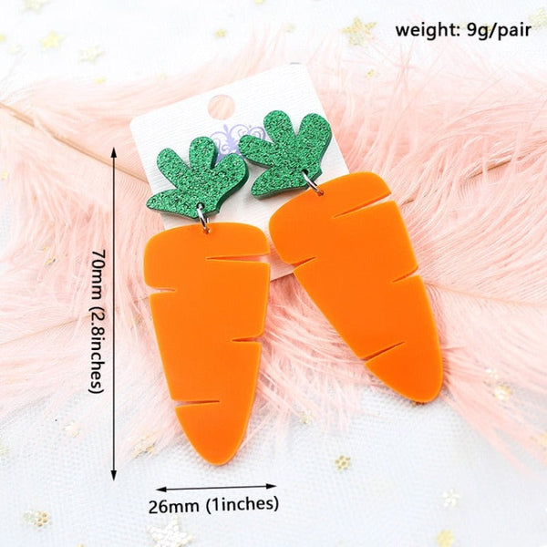 Veile Studios Acrylic Carrot Dangle Easter Jewellery Earrings