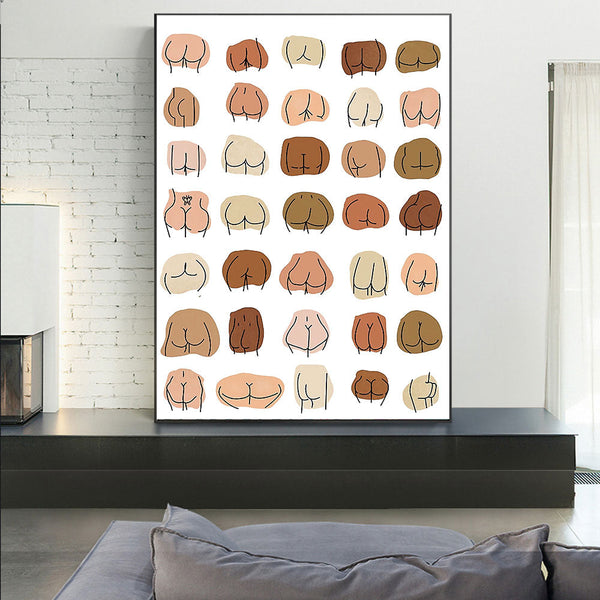 Butts Collage Canvas Wall Art Painting Funny Bathroom Modern Prints Minimalist Posters & Prints