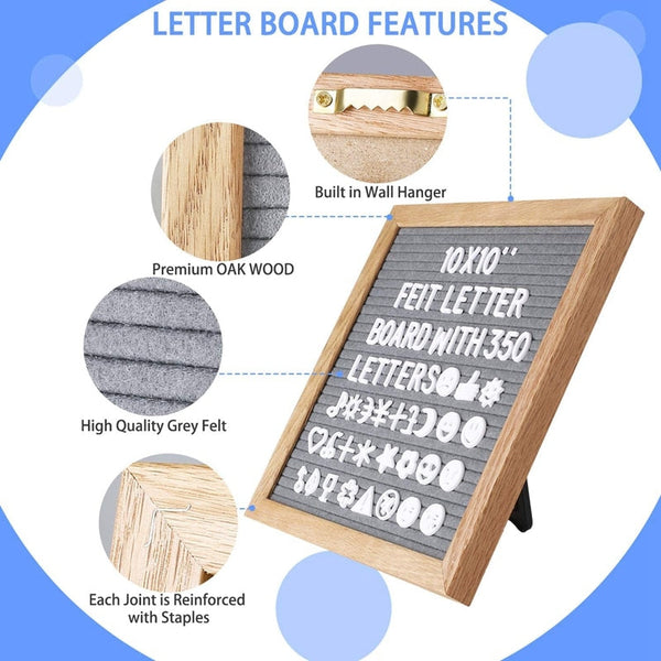 Felt Letterboard Wooden Frame Wall Message Cork Board Home Office Decor