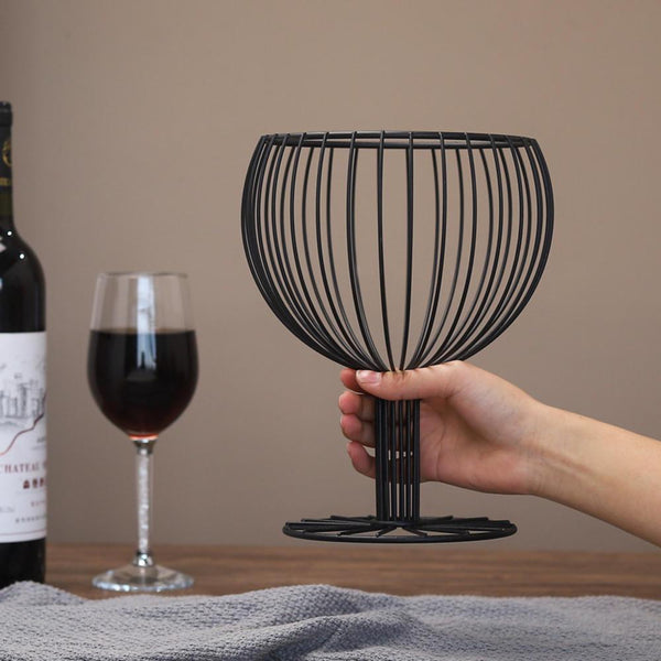 Wine Glass Shape Iron Fruit Bowl Basket Kitchen Home Decor