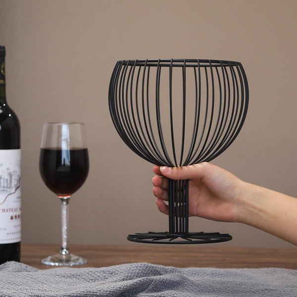 Wine Glass Shape Iron Fruit Bowl Basket Kitchen Decor Racks & Holders