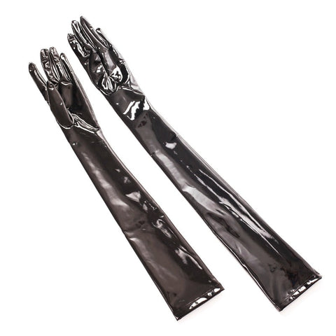 Shiny Patent Leather Faux Latex Long Gloves Cosplay Fetish Bdsm
