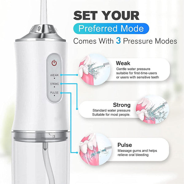 220Ml Rechargeable 3 Modes Oral Irrigator Water Flosser Air & Water Flossers