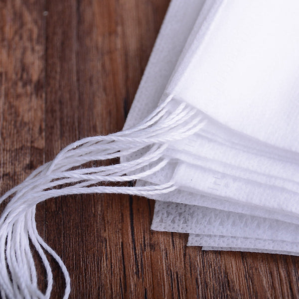 100 Pieces Tea Bags Nonwoven Fabric Filter Spice Infuser With String Food Storage Containers