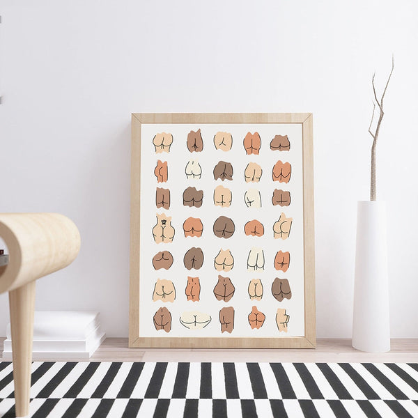 Butts Collage Canvas Wall Art Painting Funny Bathroom Modern Prints Minimalist Posters & Prints