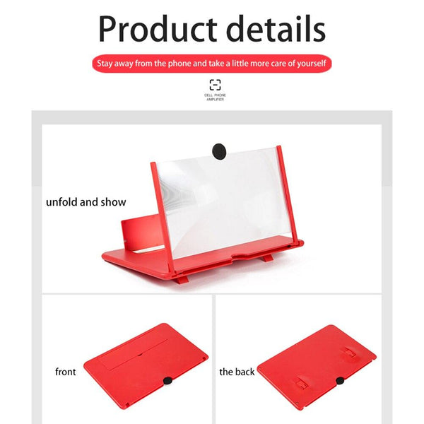 Red 12 Inch Mobile Phone Screen Magnifier Amplifier Folding Design Mounts & Holders