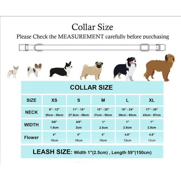 Handmade Dream Girl Dog Collar With Optional Matching Leash Flower Leads & Head Collars