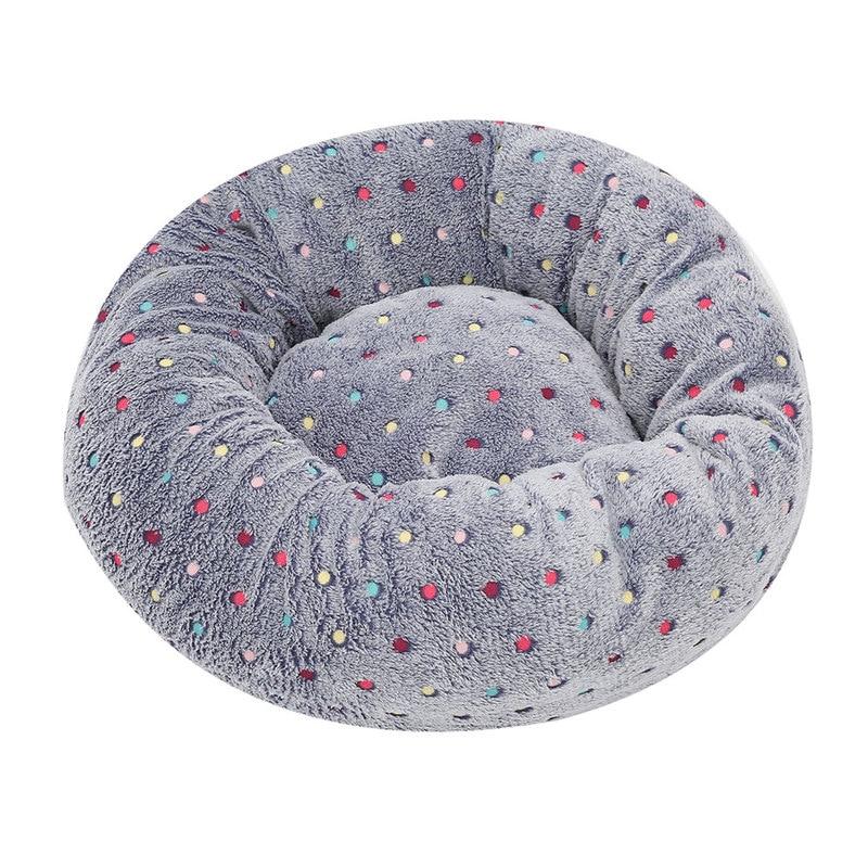 Colourful Dots Embroidered Soft Round Dog Bed Pet Nest Pet Beds