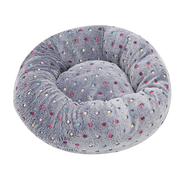 Colourful Dots Embroidered Soft Round Dog Bed Pet Nest Pet Beds