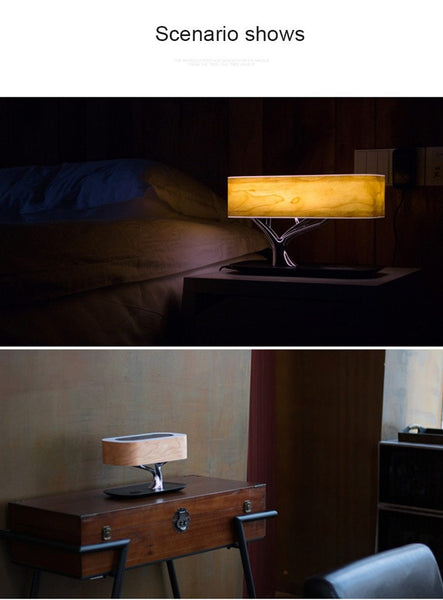 Modern Led Bedside Table Lamp With Wireless Phone Charger And Bluetooth Speaker
