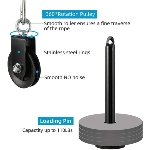 Jeb130 Men's Biceps Strong Nylon Breakage Tension Rope Black Home Gym Attachments