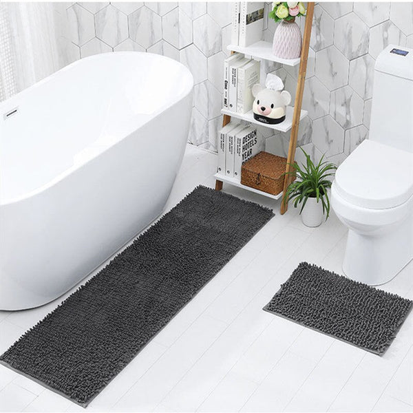 Soft Shaggy Chenille Solid Colour Non Slip Bath Mat Bath Mats Rugs & Toilet Covers